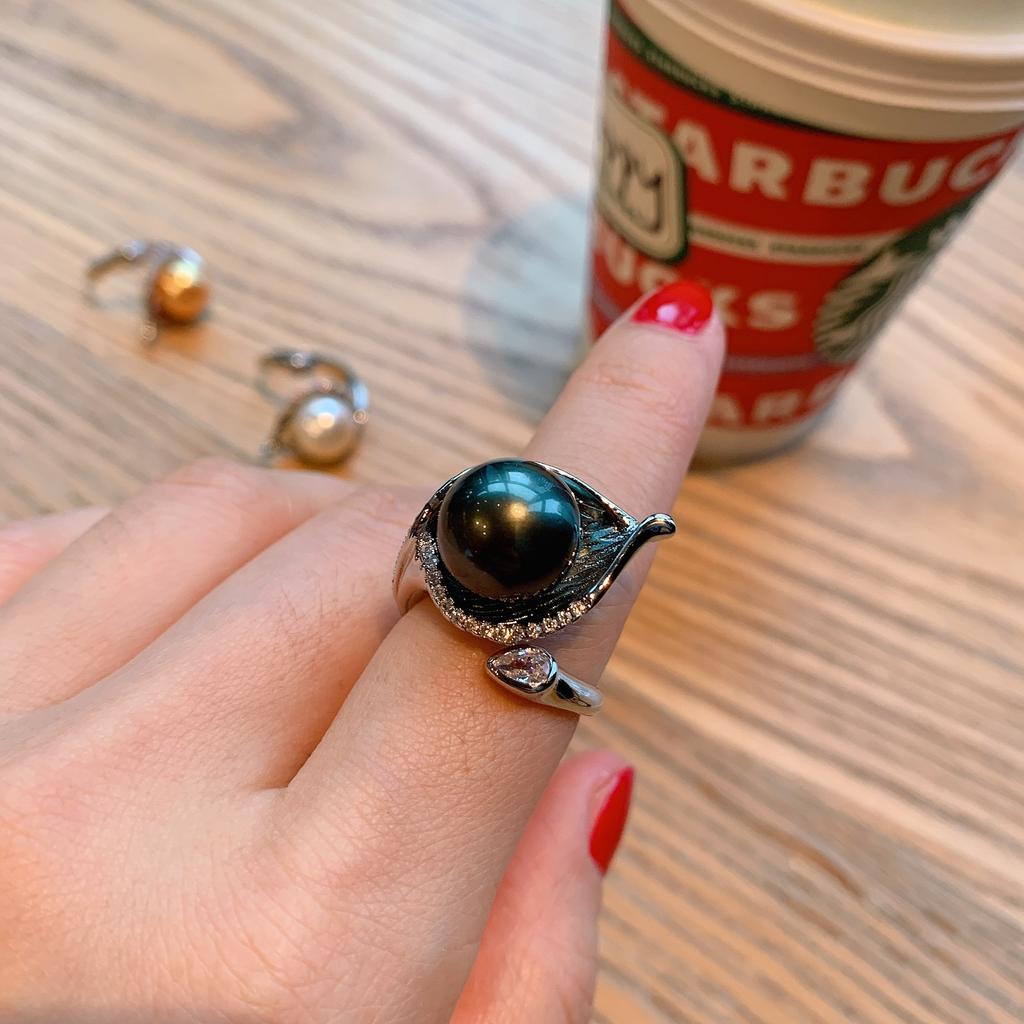 Wish Ao Fritillary Pearl Women's Ring Fashion Creative Jewelry Adjustable Ring Hand Fashion