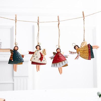 Nordic Iron Angel Ornament: Christmas Tree Pendant & Scene Decoration