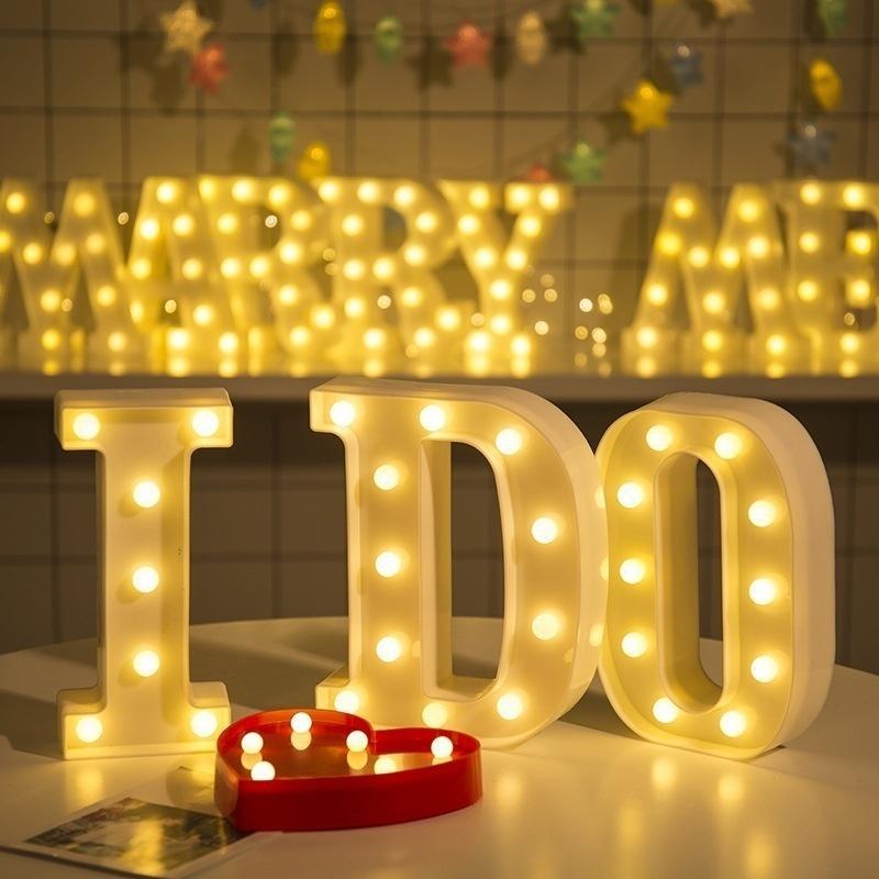 LED-Nachtlampe, 26 Buchstaben, 0–9, digitales Festzelt-Zeichen, Alphabet-Licht, Wand-Hängelampe, Innendekoration, Hochzeit, Party, LED-Nachtlicht