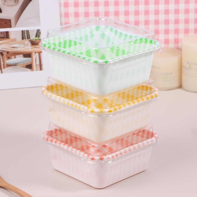 10pcs Plastic Cake Mousse Dessert Cup Yogurt Food Container With Clear Lid Melaleuca Mousse Pastry Cake Box Packing Box
