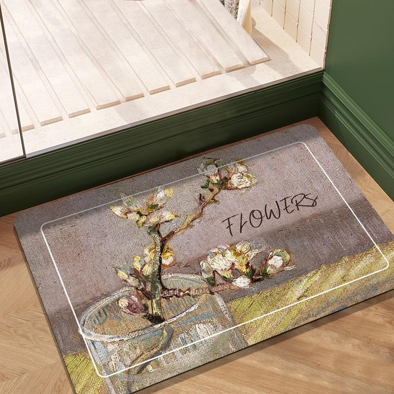 1PC Light Luxury Elegant Diatomaceous Mud Mat Bathroom Absorbent Non-Slip Mat Home Toilet Easy To Care Mat Home Decor