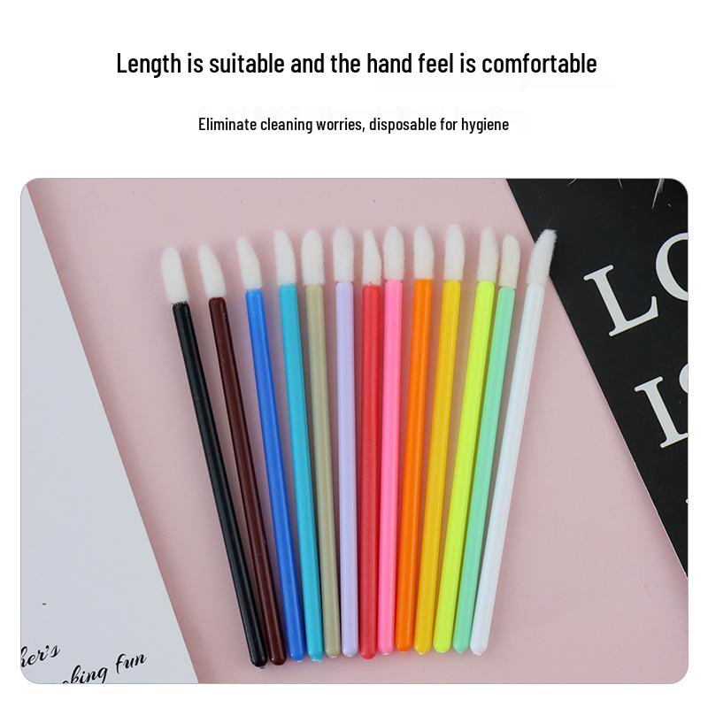 50-Pack Grafting Eyelash and Lip Brush Set - Solid Rod & Slanted Mousse Brushes