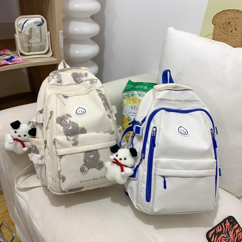 Schoolbag Casual Student Backpack 1011 New Large Capacity Wide Shoulder Strap Lightweight Backpack Korean Version Simple Backpack