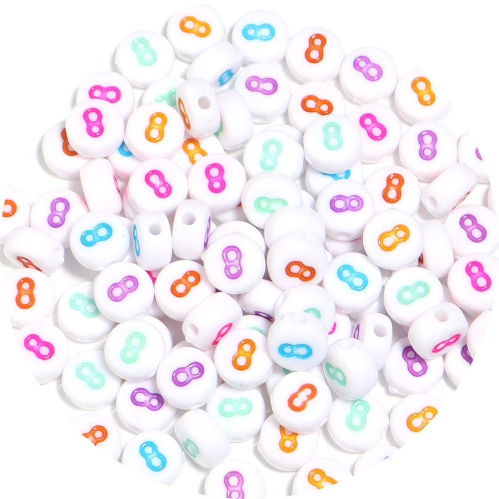 100pcs/Lot Color Acrylic Number Beads Round Flat Spacer Charm Bead for Jewelry Making DIY Bracelet Necklace Accessories