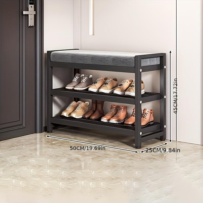 Трехуровневая скамья для обуви и хранения - Многофункциональный органайзер для прихожей с мягким сиденьем, полкой для обуви, органайзером для хранения