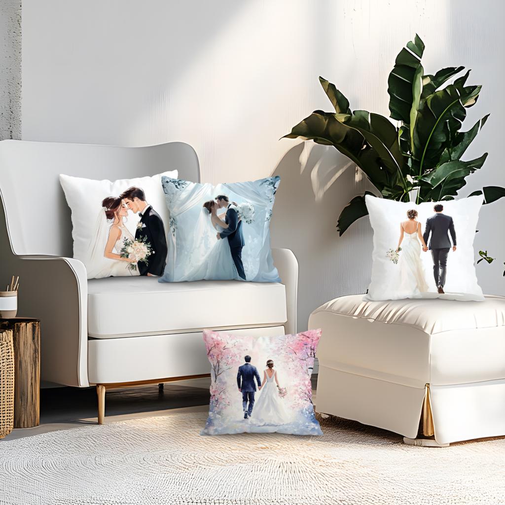 4pcs Setwedding Anniversary Gift Cushions Pillowcase Polyester Cushion Cover Throw Pillow Pillowcover Home Car Sofa Decor