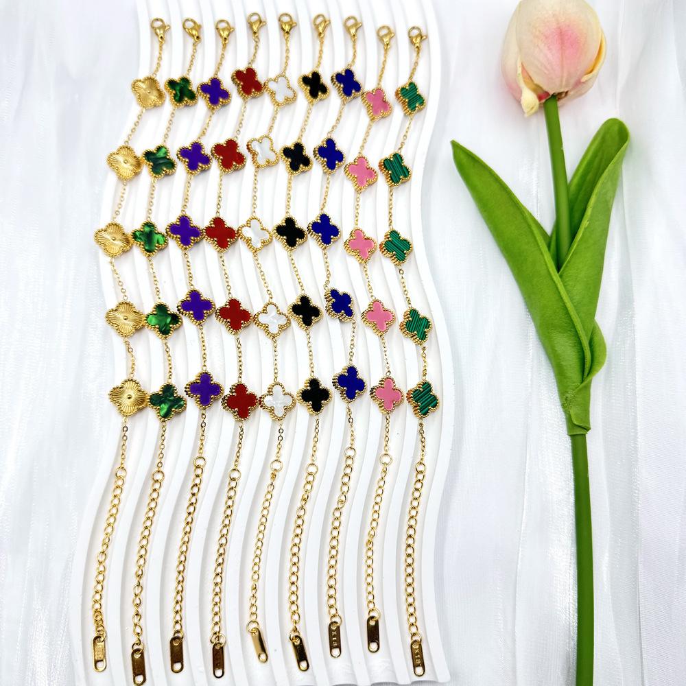 13mm High Quality Non-fading Titanium Steel Four-leaf Clover Bracelet Women's High-grade Fashion Bracelet