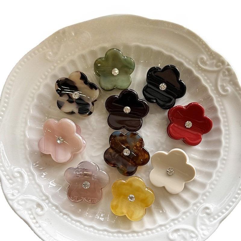 Acetate Point Diamond Flowers Sweet and Cute Small Grab Clip Bangs Clip Female Diamond Hairpin Hair Accessories Girl Hair Accessories