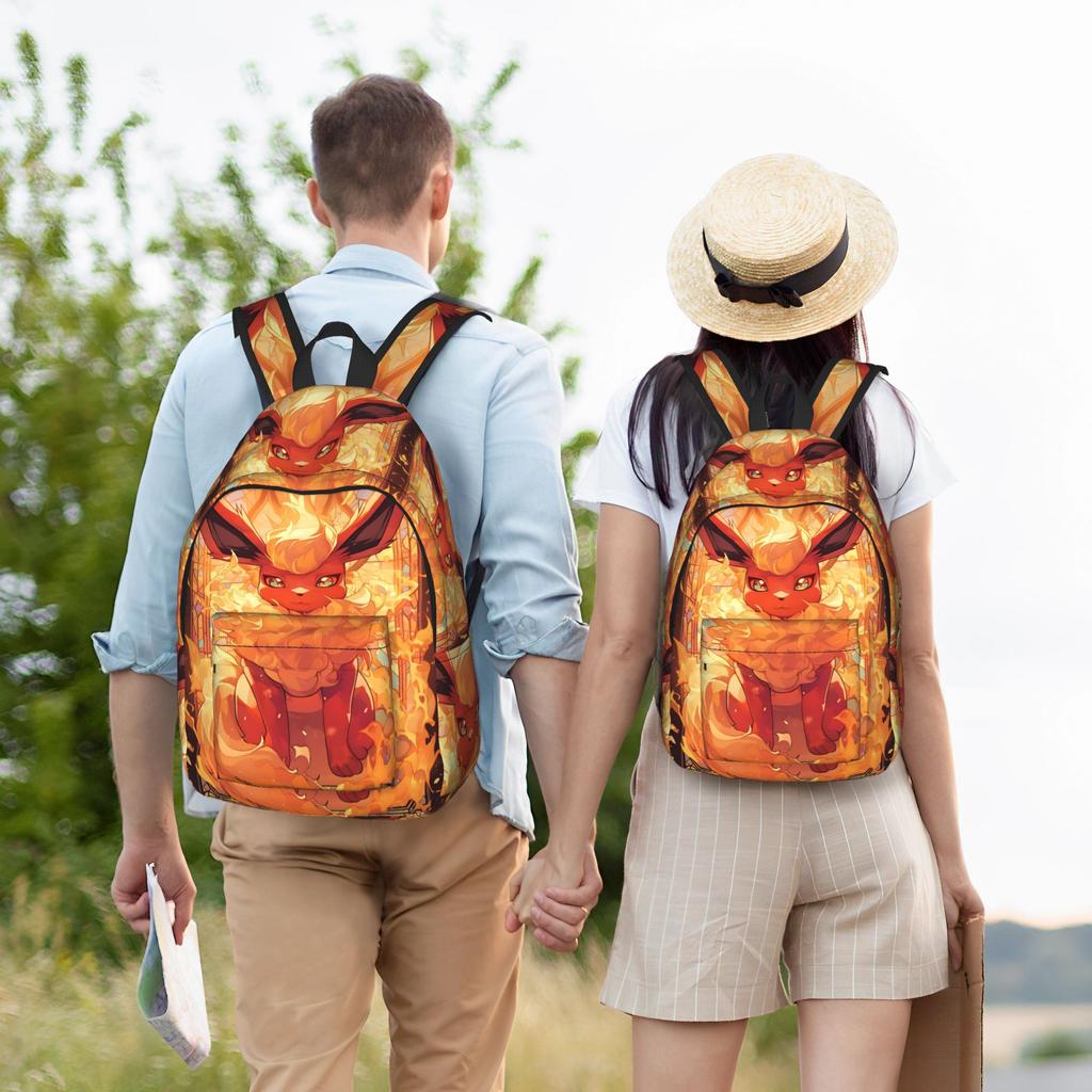 Fashion Pokemon Eevee Eeveelution Backpack Mochilas Adjustable Strap Journey Zipper Closure Rucksack