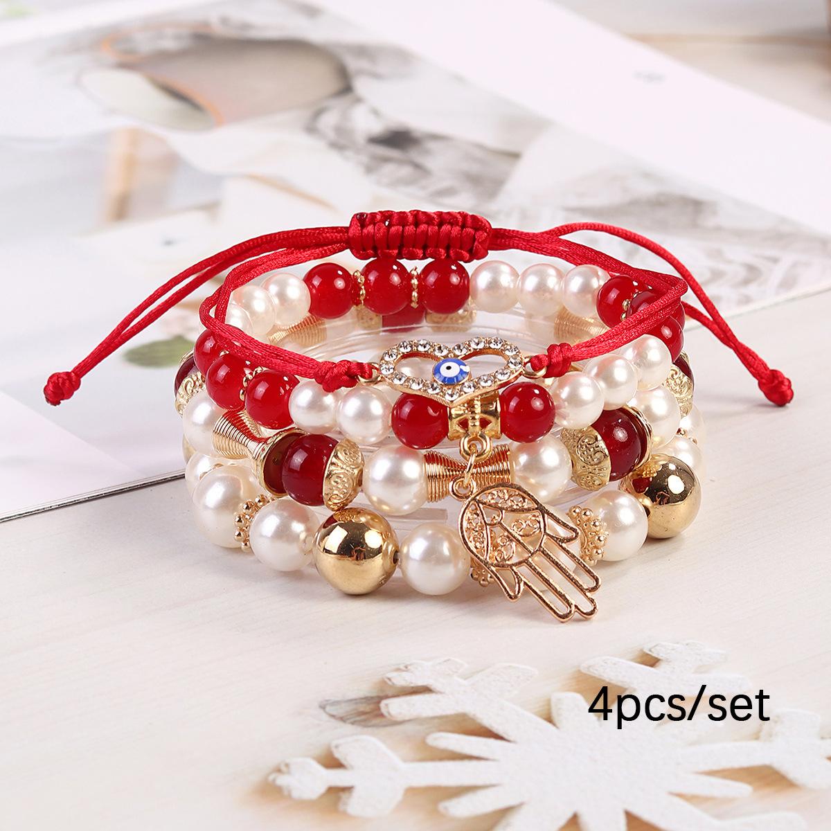 JYL TS Bracelet  Bohemian Layered Heart Bead Fashionable Brings Charm & Joy Red ucla золотой