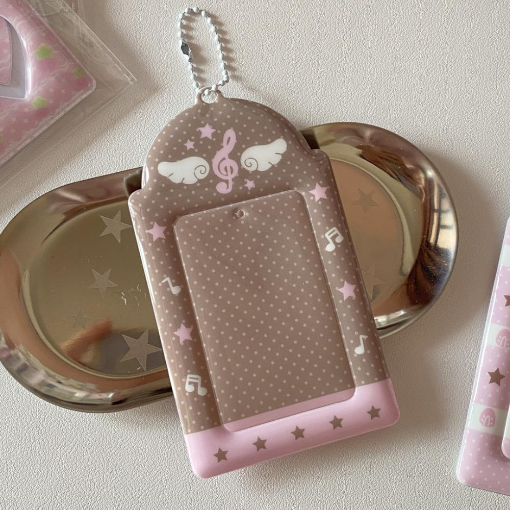 

3inch Photocard Holder Sweet Pink Notes Wings Card Cover Display Pendant Small Card Holder Grid Strawberry DIY INS Photo Cover