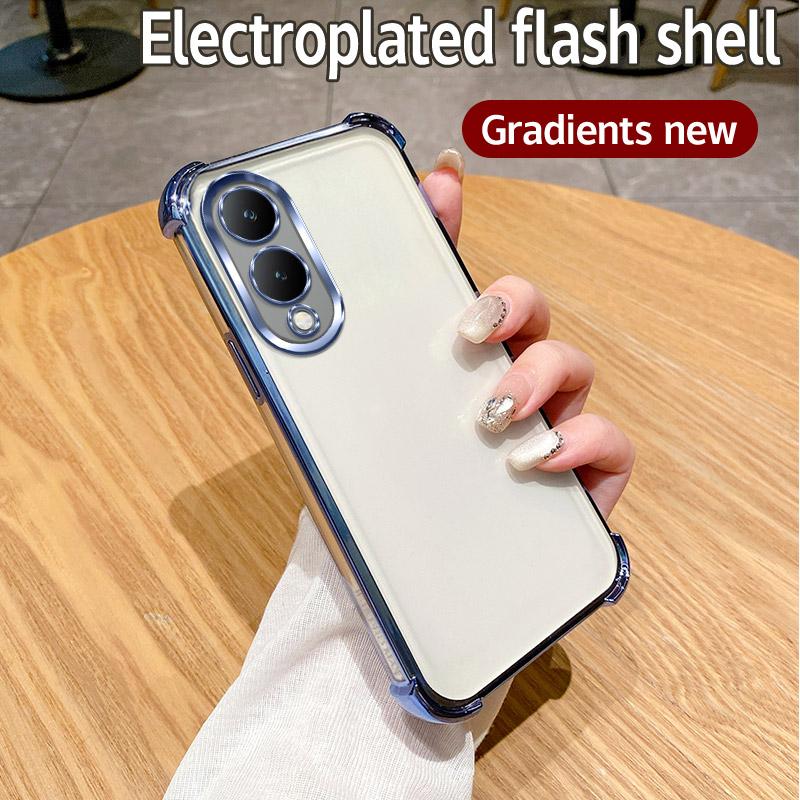 For Vivo Y17S 4G Case Vivo Y28 5G Phone Case Shiny Glitter Plating Silicone Camera Lens Soft Back Cover