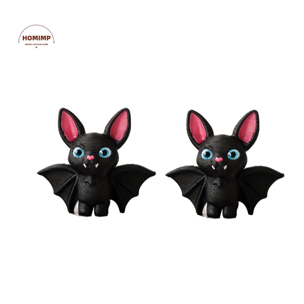 2 Piece Plastic 3D Printed Inverted Bat Statue Blue Eye Lightweight Hung Bat Sculpture Mini Cartoon Black Bat Ornament Kids