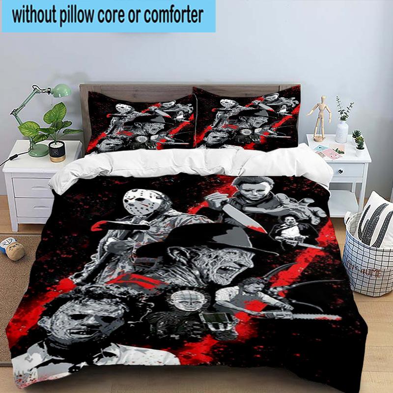 3PCS Halloween Horror Night 3pcs Bedding,Including 3PCS Duvet Cover And 2pcs Pillowcases Perfect for Christmas,Ideal for Bedroom, Dormitory