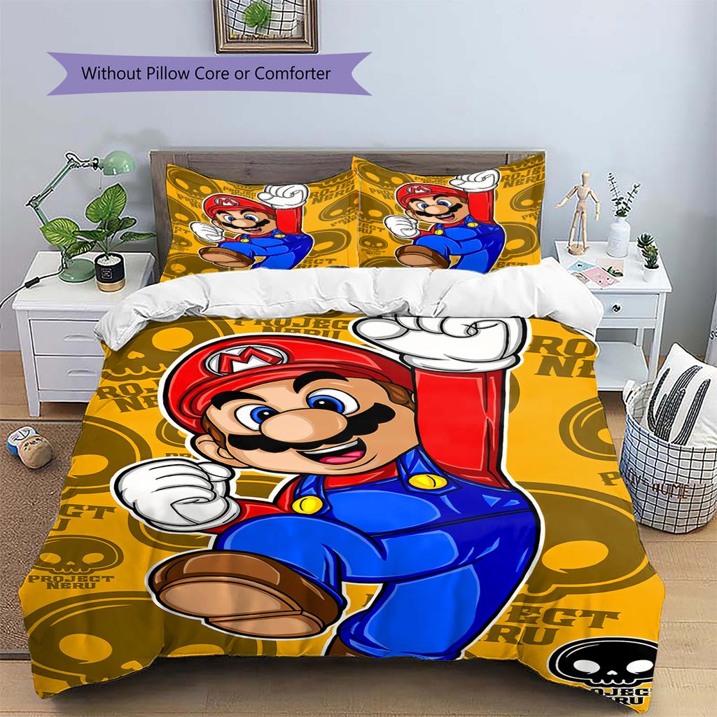 Super Mario Poster Duvet Cover & Pillowcases, Mario Fan Bedroom Bedding, Perfect Gift.chl