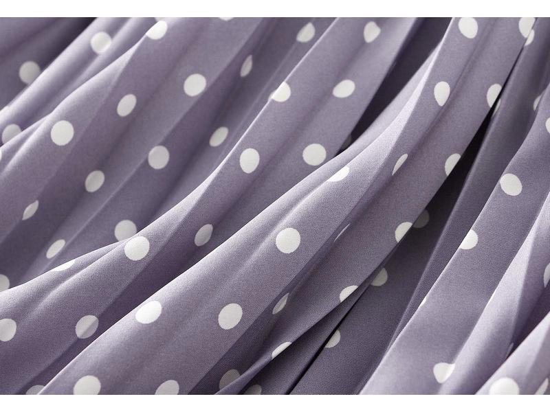 Korean-Japanese Polka Dot Pleated Midi Skirt, High Waist, Slimming, 2026 Spring/Summer Collection.