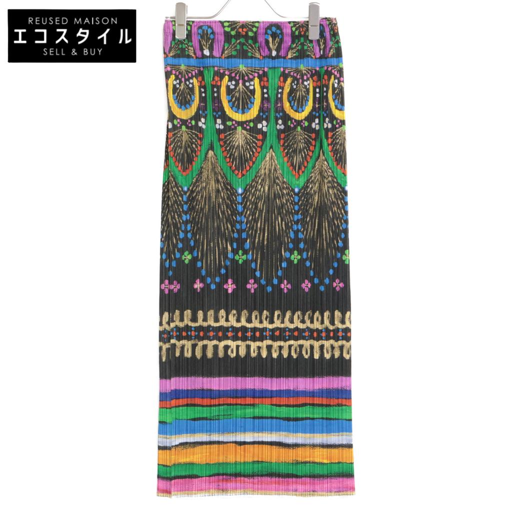 PLEATS PLEASE All-over Print PP63-JG574 Long Skirt Skirt 3 multicolorUsed