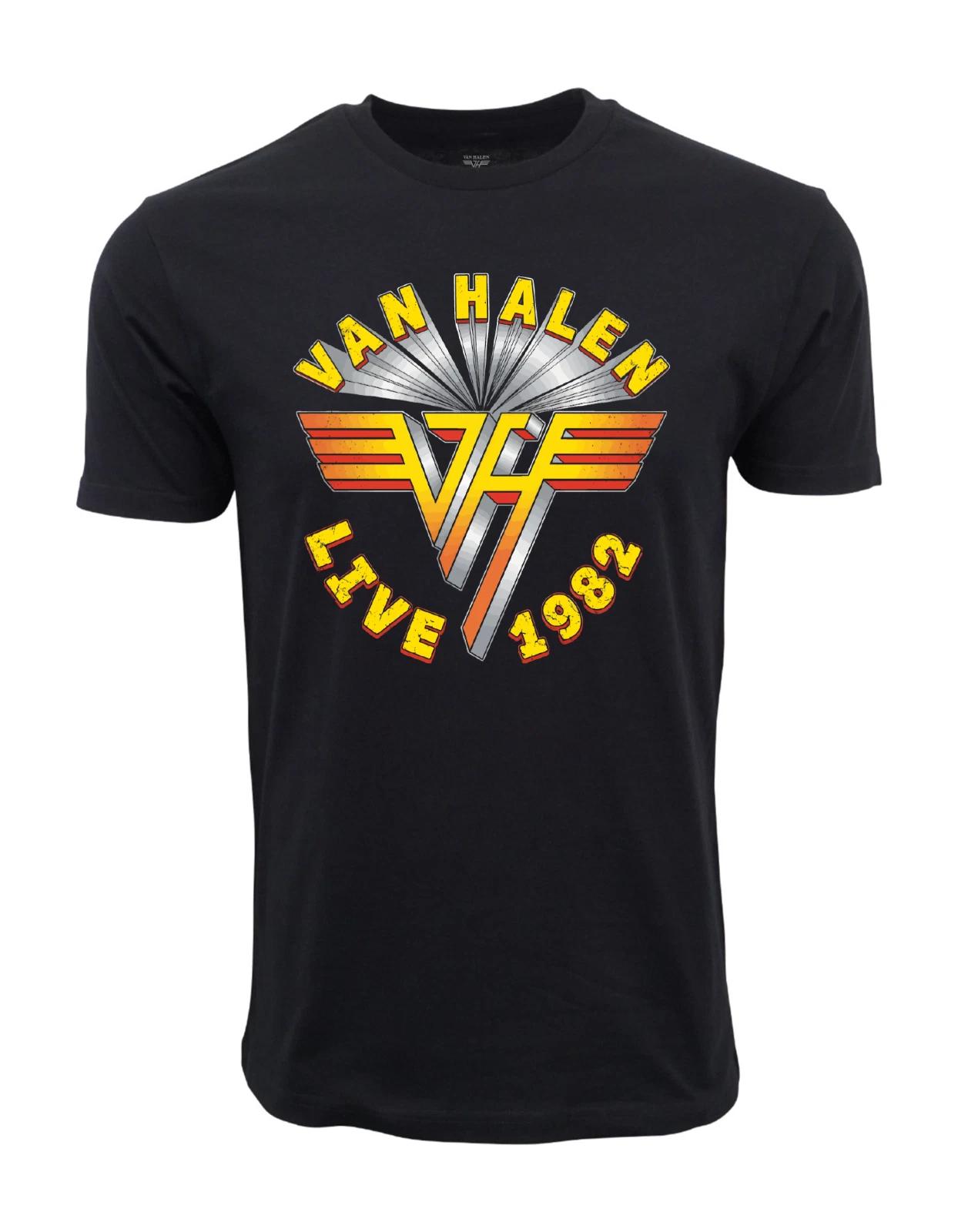 Unisex Adult Vintage Graphic Van Halen Live 1982 Graphic T shirt T-... L