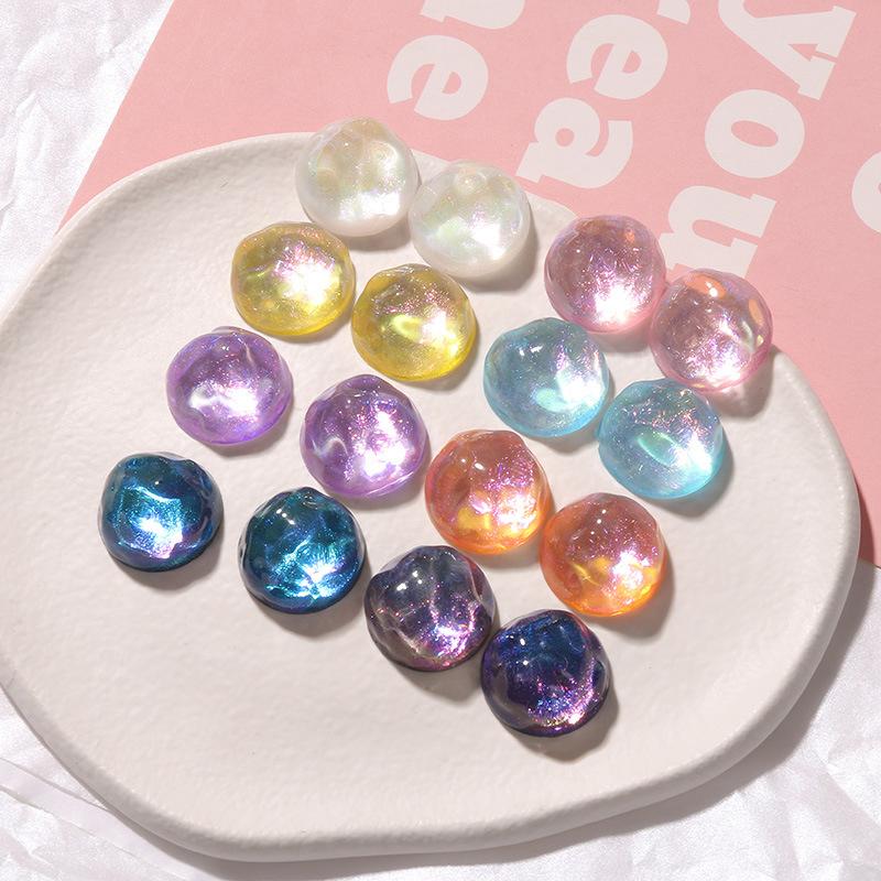 10pcs Glitter Geometry Rounds Cabochon Beads for Crafts DIY Resin Art Flatback Jewelry Making Embellishments