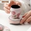 Powder Yin Hand-painted Rose Tripodia Teapot Cover Holder Handmade Cover Frame Zisha Pot Lid Shelf Coaster Teaware Accessories