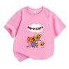Kids Boys Girls 100% Cotton Crew Neck Short Sleeve T-Shirt, Cute Orange Cat Family Kidecats Pattern Casual Breathable Soft Tee Top for Daily Play Scho