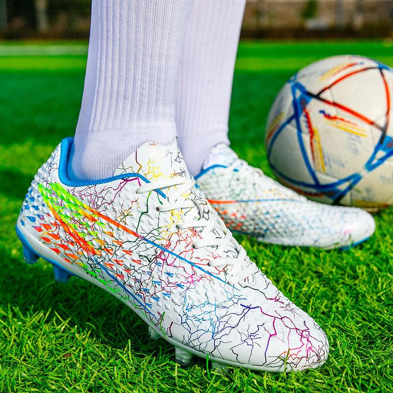 New Professional Football Shoes Men's and Women's AG Spikes Colorful Multi-color Youth Students Grass Game Training Shoes