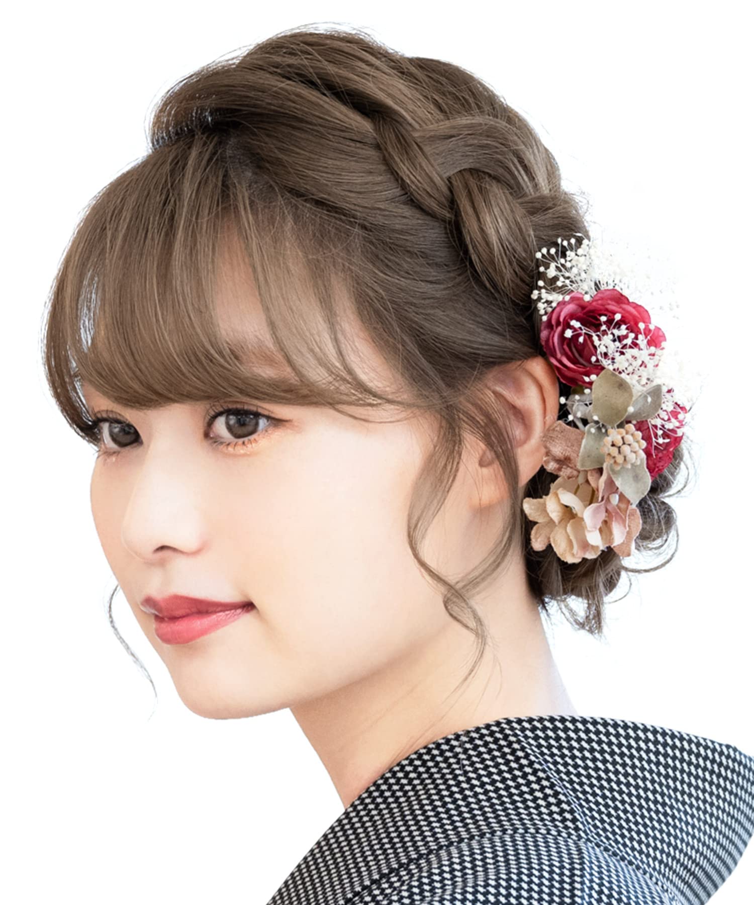 

SOUBIEN Ceremony Hair Dried Flower Breath Artificial Set of Red Coming-of-Age Ornaments, Style, Baby s Flowers, 2, (sbn-kaz10032)