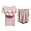 Women's Modal Chest Pad Short Sleeve Pajama Set - Summer Five-Point Shorts