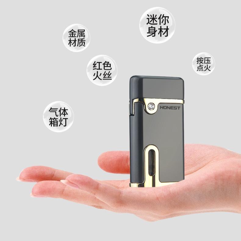 Metal Windproof Direct Impact Lighter with Red Flame and Light. Gift for Boyfriend - Lighter and Cigarette Accessories