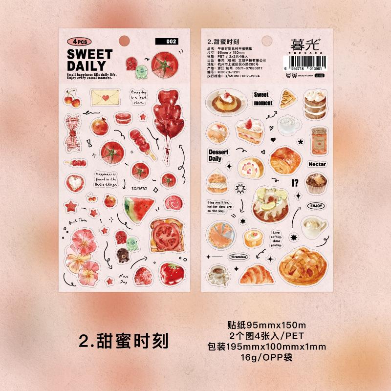 Vintage PET Food Sticker Book Retro Dessert DIY Journal Scrapbooking Supplies for Decoupage Album Craft Stationery