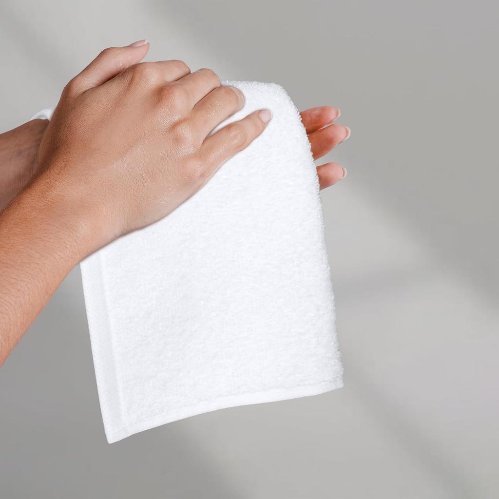 Basics White Cotton Square Towel 100% Cotton Face Towel 30 X 30cm, Soft Small Towel Handkerchief for Hand, Kitchen and Cleaning