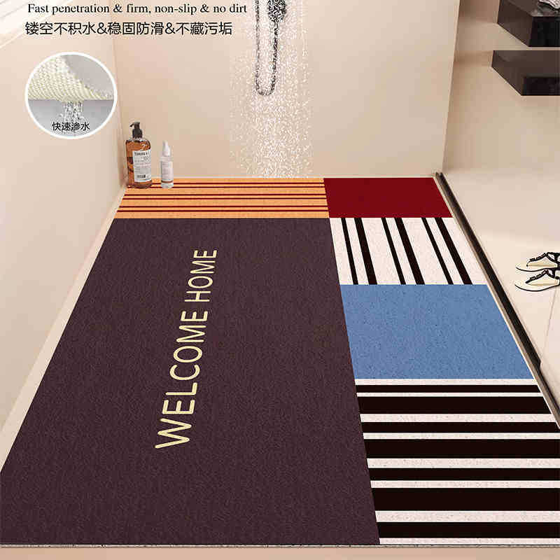 Floor Mat Household Hollow Non-Slip Silk Ring Foot Mat Shower Room Dirt-Resistant And Easy To Take Care Of Floor Mat