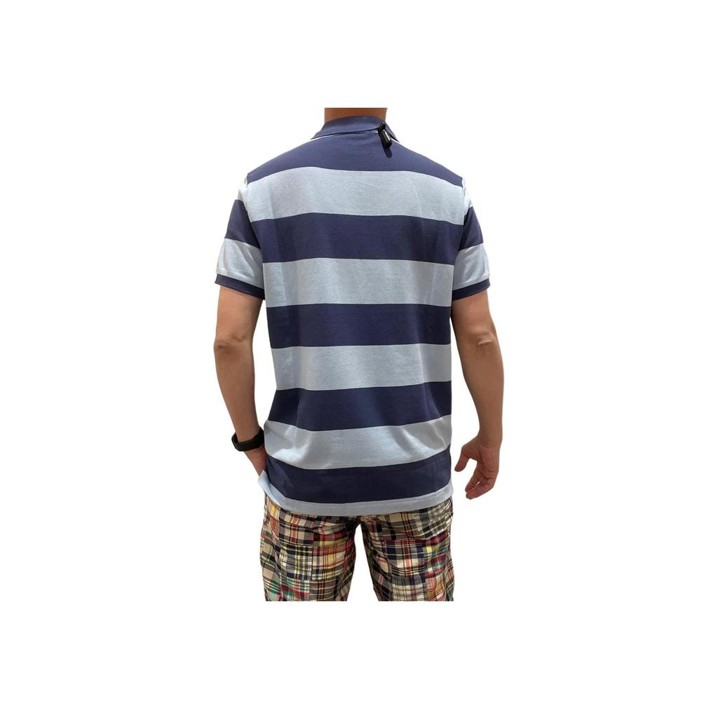 Polo Ralph Lauren Classic Pony Logo Striped Straight Fit Short Sleeve Polo Shirt Men Tops Blue 710944168-001