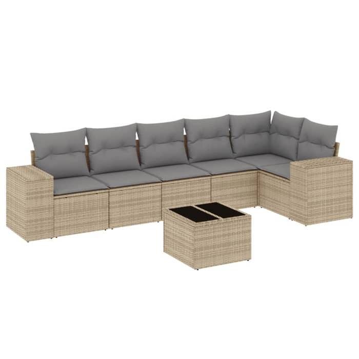 VidaXL Garden Lounge Set with Cushions 7 Pcs, Patio Sofas, Patio Furniture Set, Outdoor Furniture, Beige 3254936