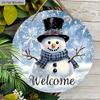 Rustic Christmas Wooden Sign with Adorable Snowman Pattern - Navidad Welcome Sign for Front Door, Wall Hanging Decor - Ideal Christmas Decoration