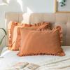 100% Cotton Ruffle Pillow Cover Soft Cotton Ruffle Pillowcase Rustic Boho Farmhouse Modern Home Decor for Bed Sofa Living Room