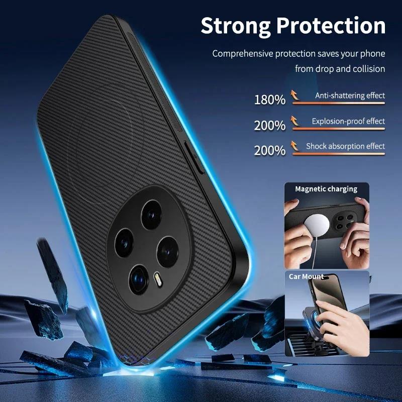 Magnetic Wireless Charging Phone Case For Honor Magic 7 Pro 7 Lite Lens Protect Matte Carbon Fiber Pattern Silicone Cover Cases