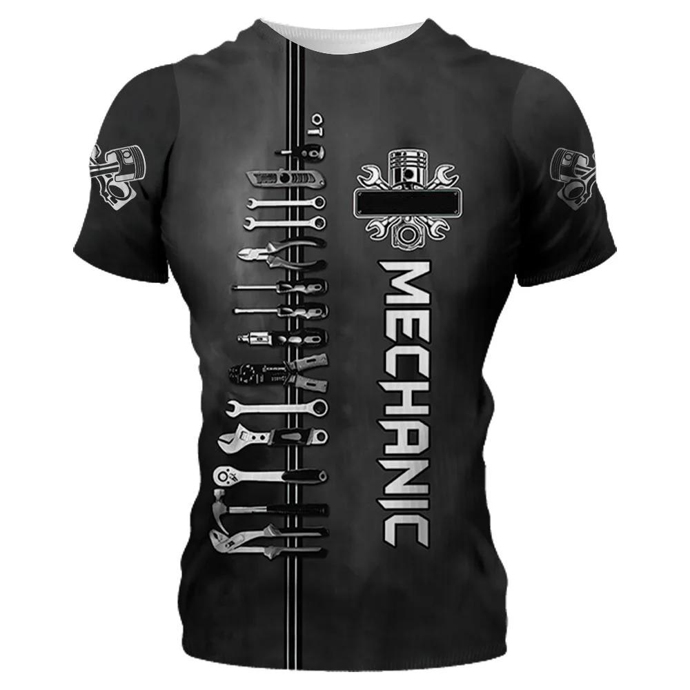 Summer Mechanic Men's T-shirt 3D Print short sleeve shirt Fashion personalized Sweatshirt Street plus size high quality clothing
