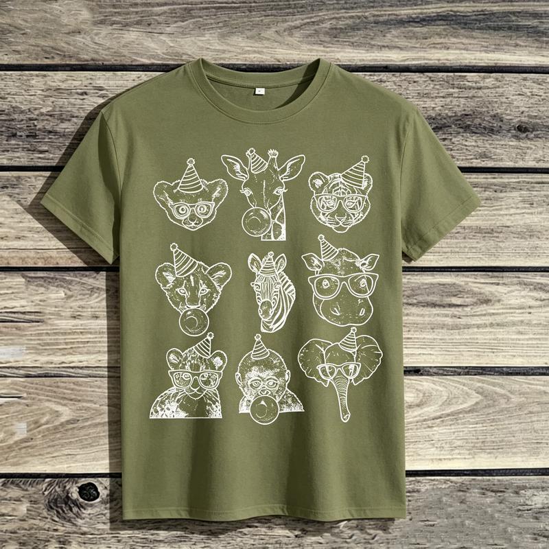 Animal Party Zoo Animals Graphic TShirt for Unisex Unisex Kids 100 Cotton Soft Breathable Casual Summer Streetwear Gift