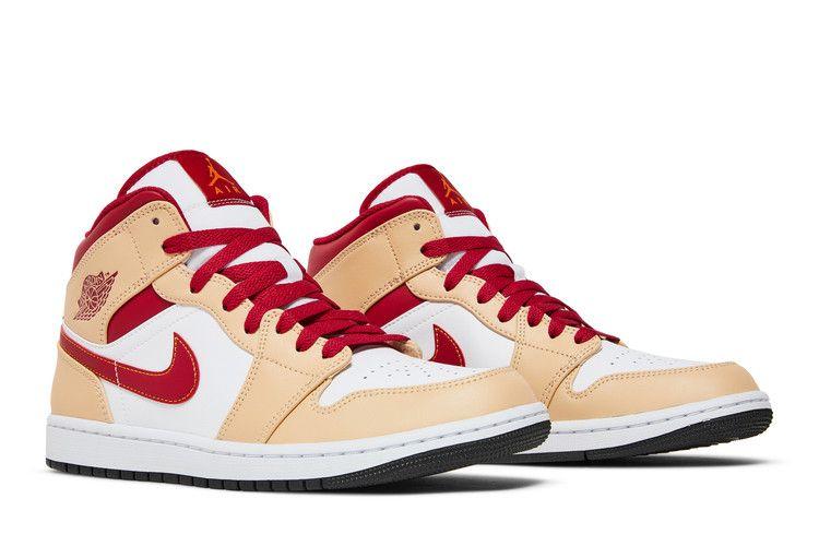 Air Jordan 1 Mid 'Light Curry Cardinal Red'