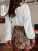 Spring New Loose Fashion Versatile Hollow Lace V-Neck One-Button Pleated Long Sleeve Shirt