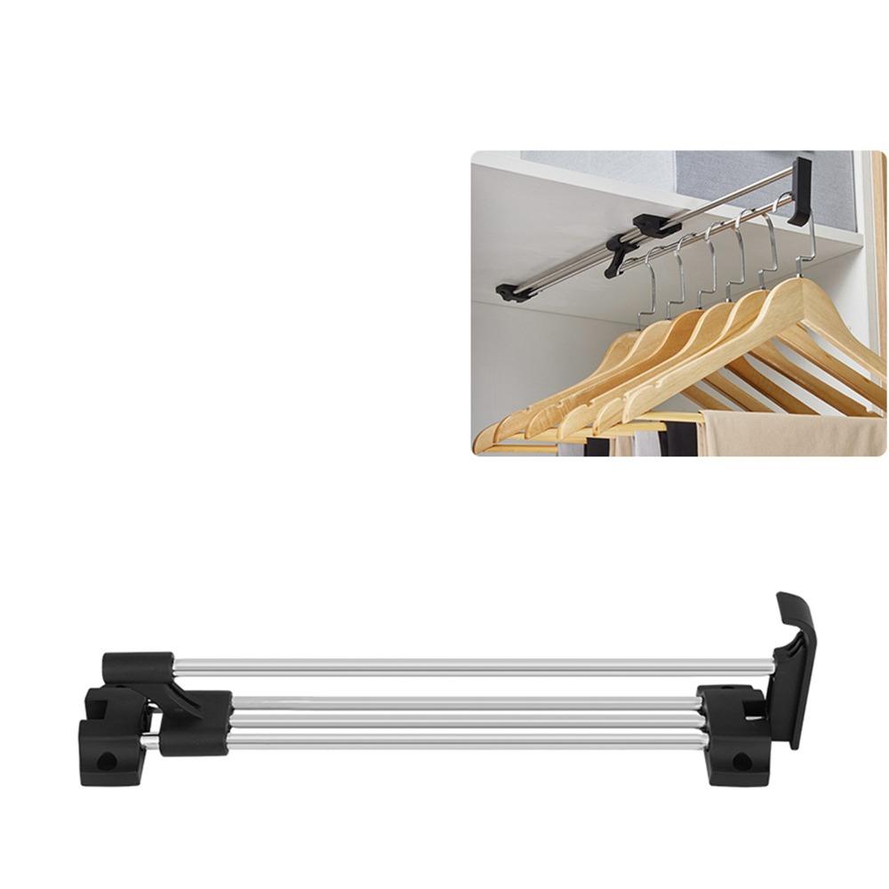 Easy Install 30cm Length Clothes Rail Telescopic Top Mounted Telescopic Rod Black Pull Out Closet Organizer Clothes Hanging