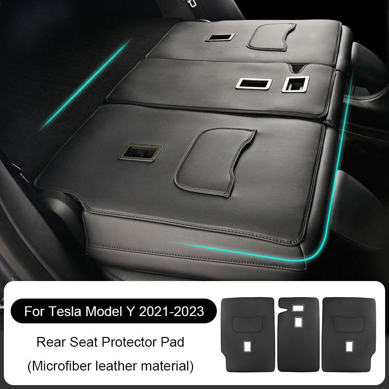 Para Tesla Model Y Couro Juniper Protetor de Encosto de Banco Traseiro Almofada Protetora de Encosto Modelo 3/Y 2021-2025 Protetor de Encosto Tapete Anti-sujeira