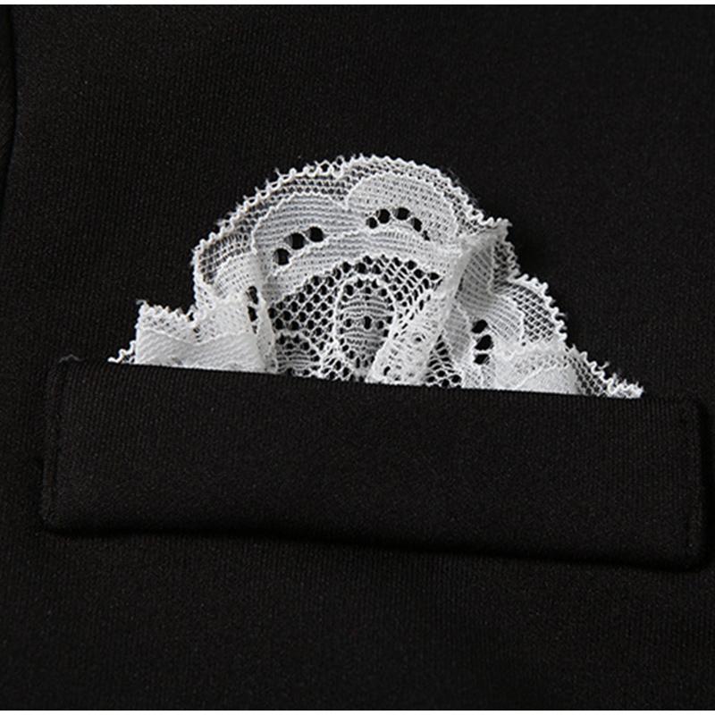 Women's Fashion Lace Patchwork Suit Collar Long Sleeved Dress Female Trendy Contrast Color Casual Party Dresses