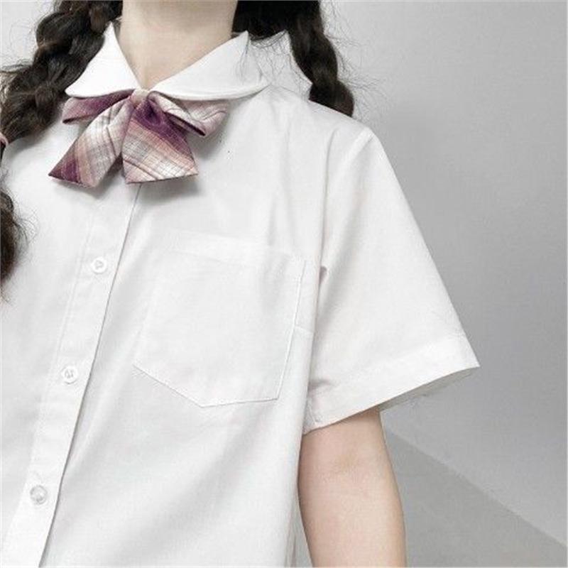 

Рубашка кремово-белого цвета в академическом стиле JK - Осенний топ, Свободный крой, Большой размер, С длинным или коротким рукавом, Униформа для студенток M