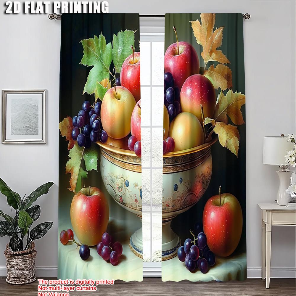 2pcs   Curtain Cloth 2D print Fresh And Delicious Fruit Machine Washable (without rod) Stuff Clearance for Living Room   Bedroom