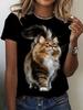 Women's Fashion Short Sleeve T-Shirts 3D Print Leopard Graphics Tees Breathable Women's Casual T-Shirts Summer Female Clothing