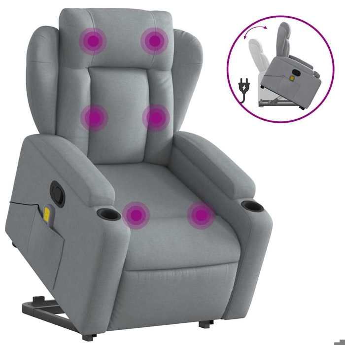 VidaXL Fauteuil de massage inclinable Gris clair Tissu 3204494