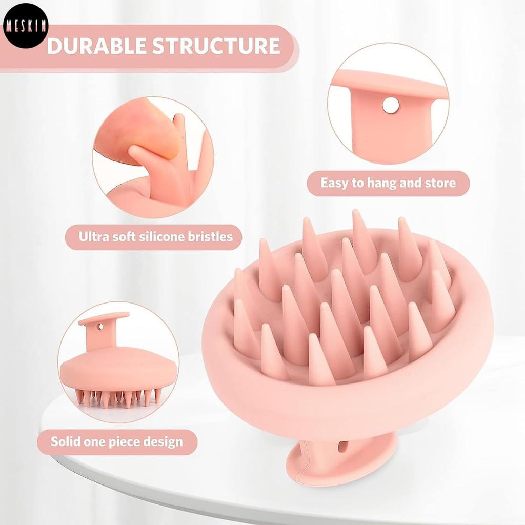 MeSkin Soft Silicone Hair Scalp Massager Shampoo Brush - Effective Scrubber for Dandruff Removal on Wet and Dry Hair - Easily Reach the Roots of