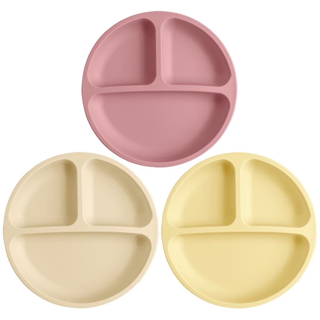 Color Kids 3PCS Silicone Baby Feeding Set With Suction Plate BPA Free Eco Friendly Training Tableware Toddler Weaning Utensils